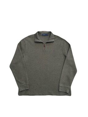 Polo Ralph Lauren Sweater Mens XL Green 1/4 Zip Estate Rib Purple Pony